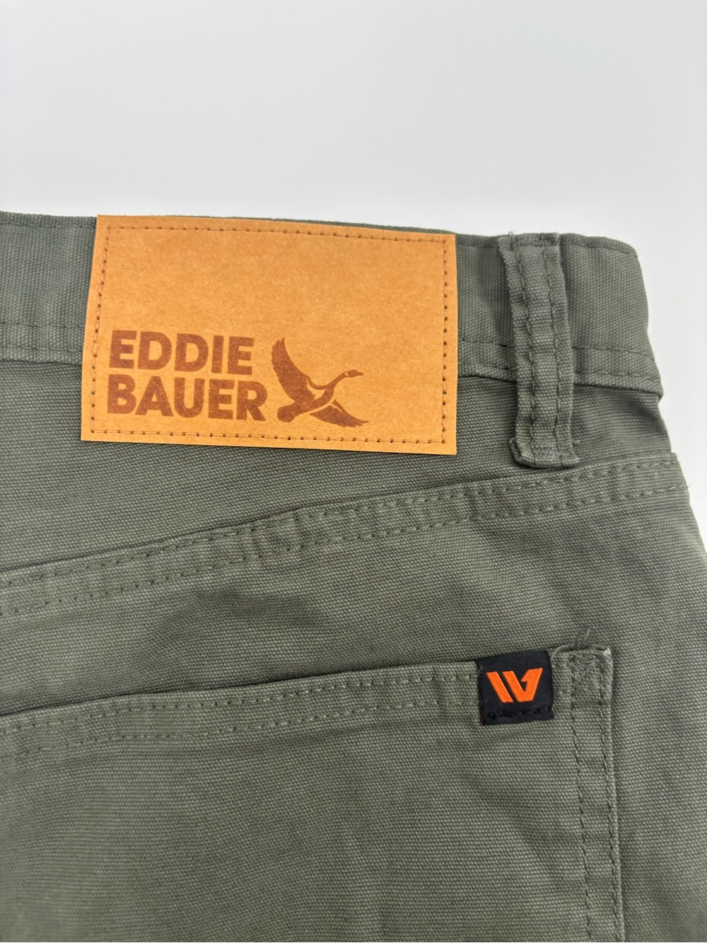 Eddie Bauer Mens Canvas Utility Pants 34x30 Green Stretch Workwear Outdoor Chino - Picture 13 of 14
